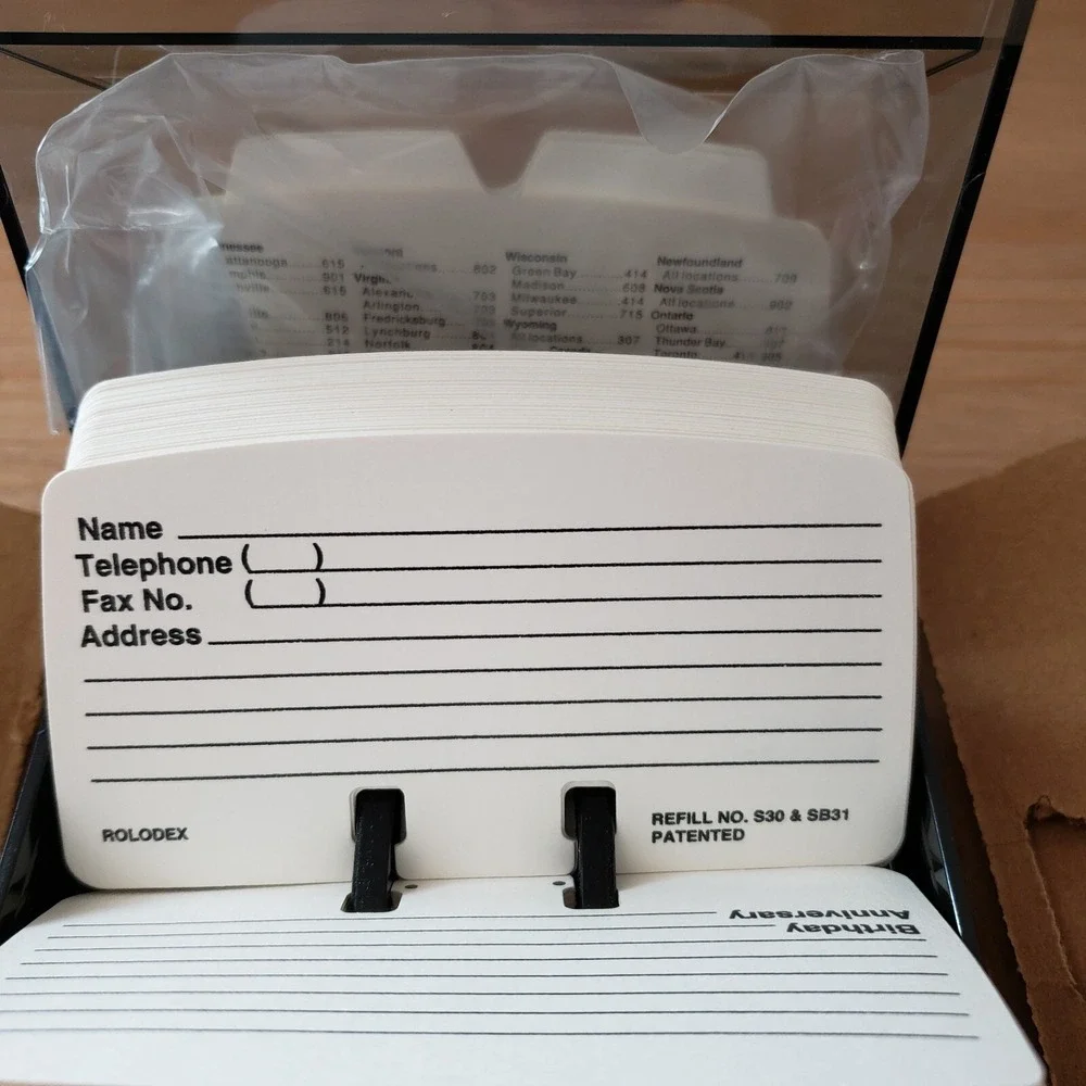 Vintage Rolodex S-300C Black Contact Organizer with Card Dividers - 1989
